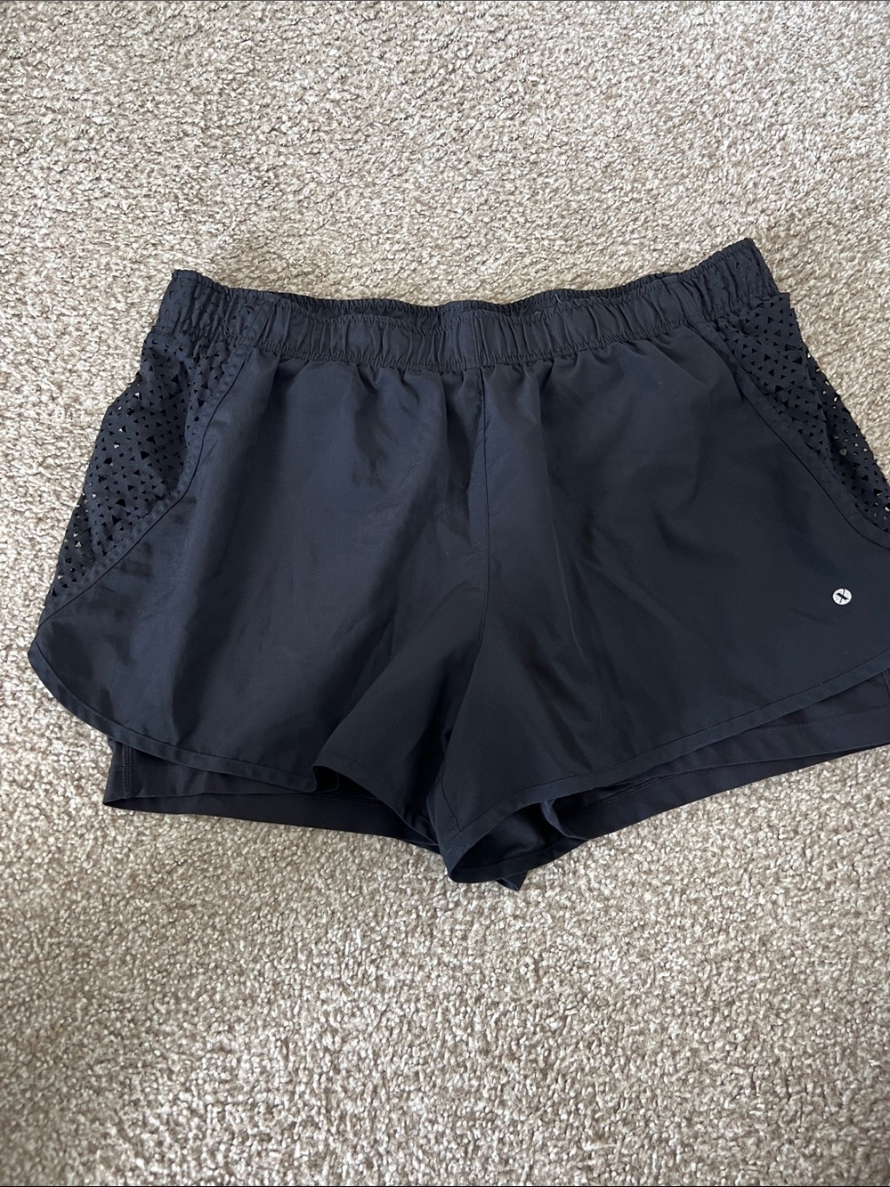 Women's Black Athletic Layered Shorts (XL)